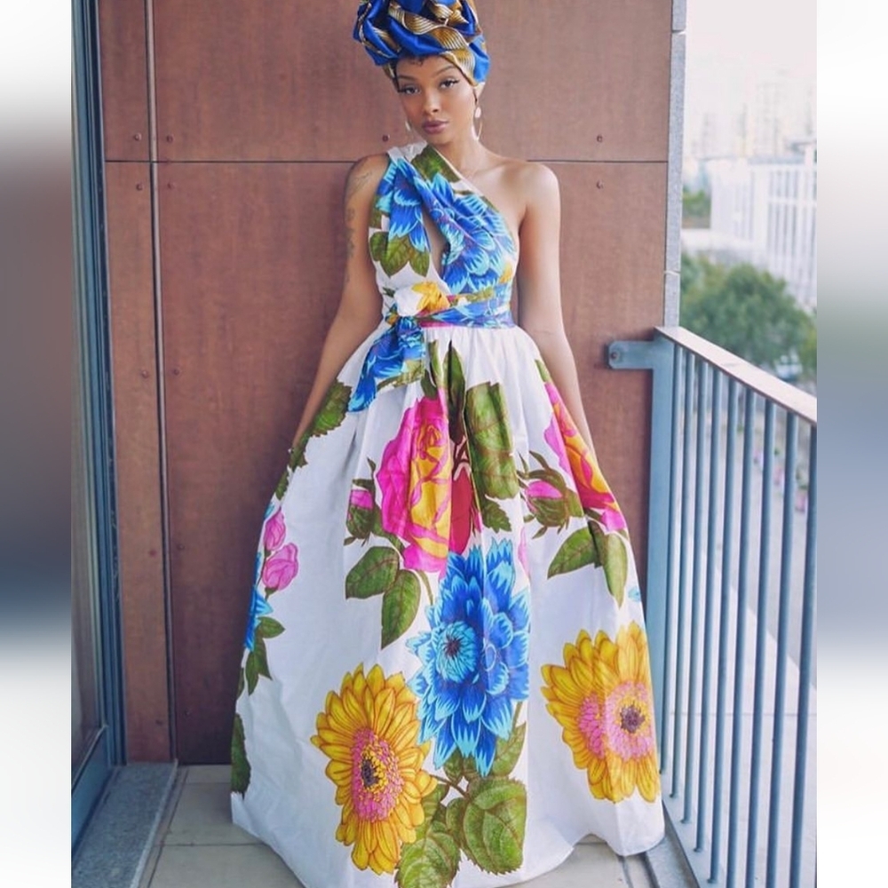 Multi-Wear African Print Dress Size XS NWT Colorful Summer Wedding Guest